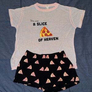 Forever 21 pizza themed pajama tshirt and short set